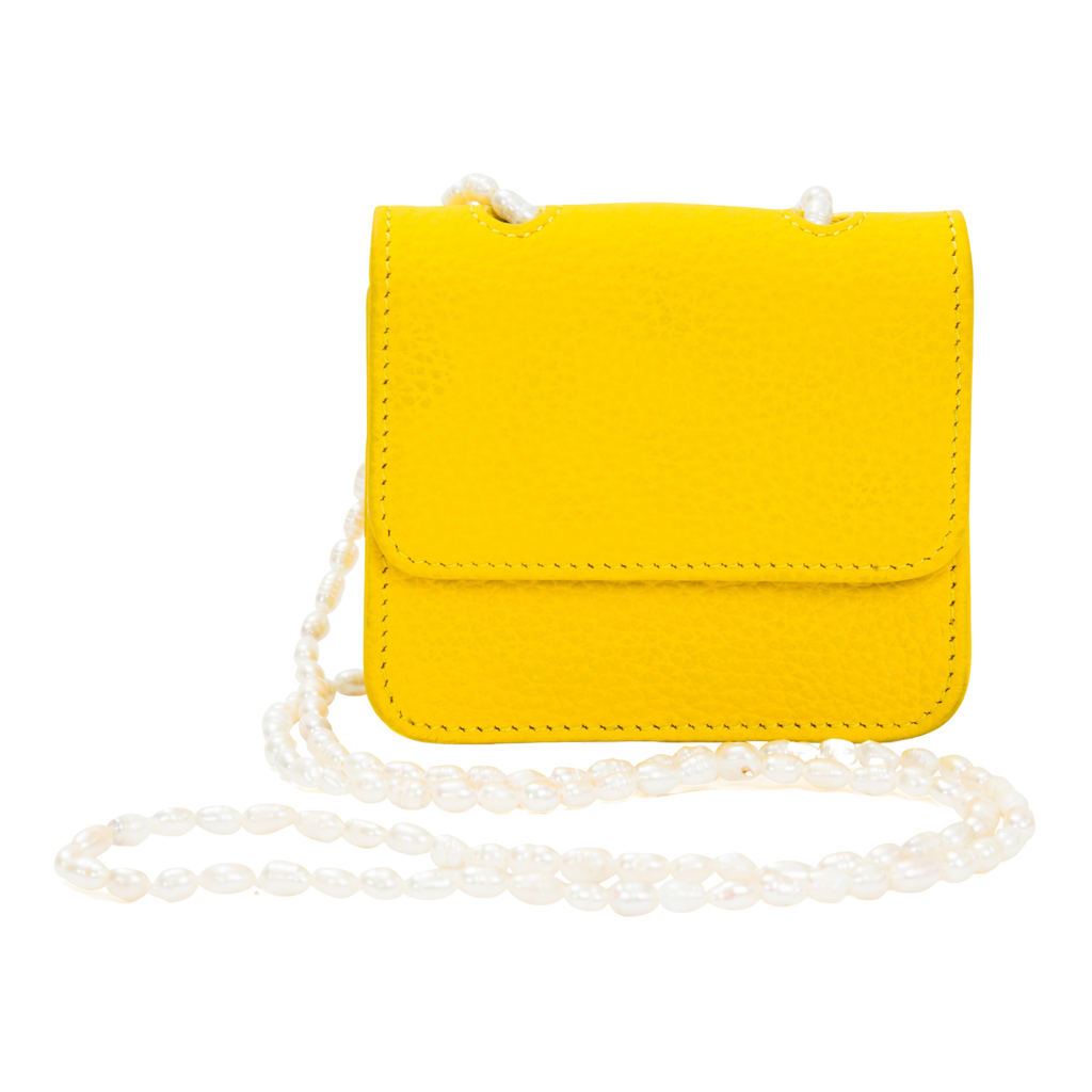 Women's Yellow Leather crossbody Micro bag