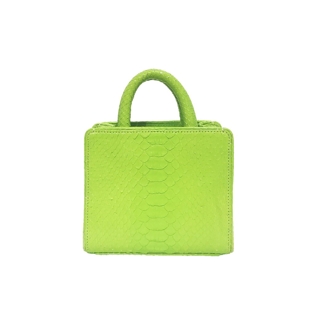 DOUBLE HANDLE MINI PYTHON NEON GREEN BAG